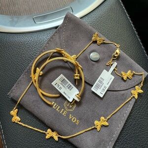 Julie Vos Butterfly delicate station necklace and butterfly hoop AS A SET